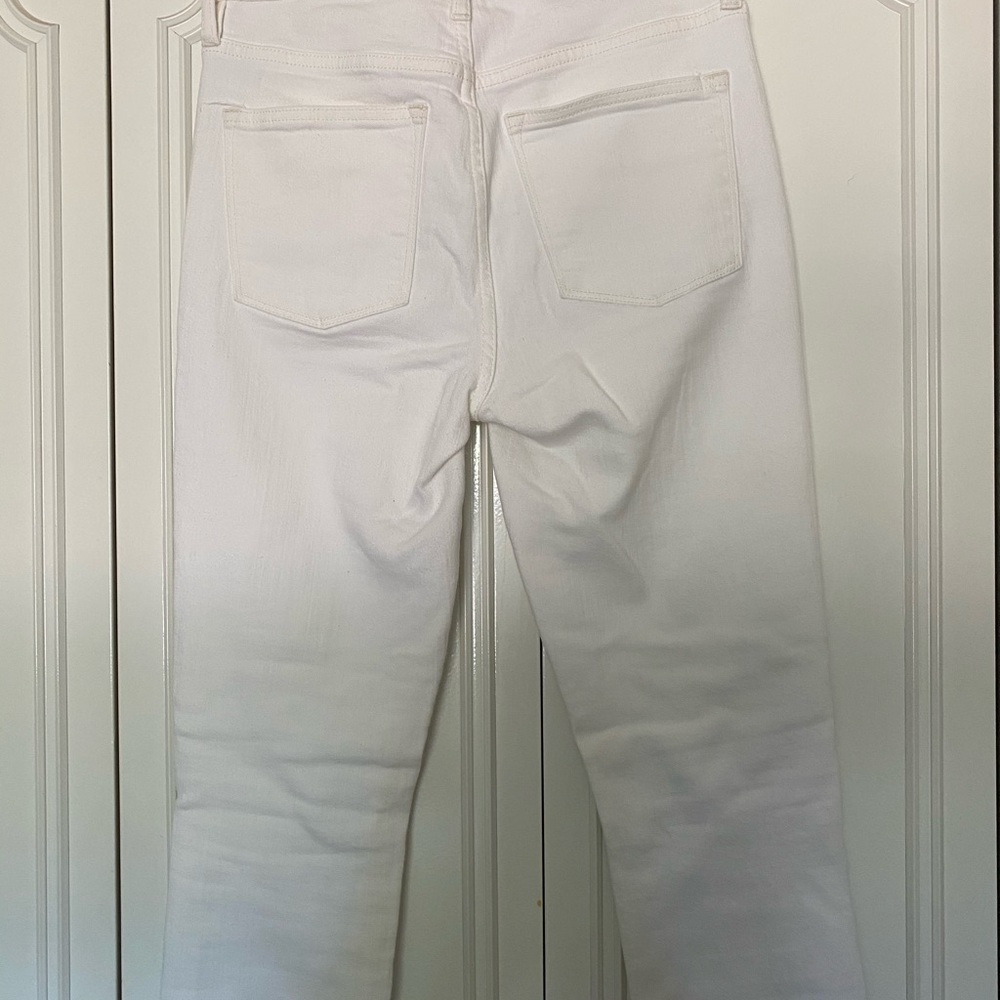 High rise white jeans pants